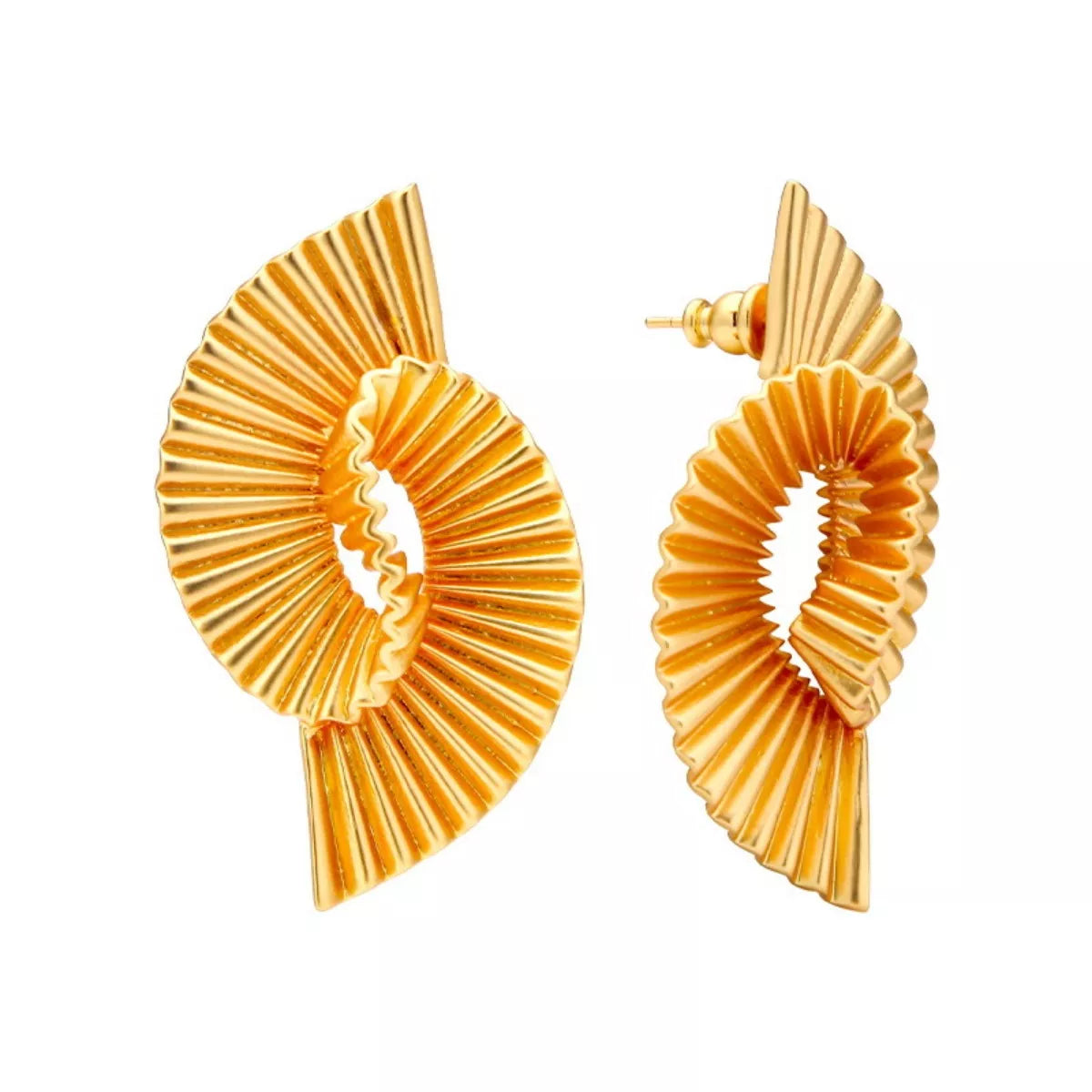 18K Gold-Plated Copper Geometric Spiral Earrings - cas7m