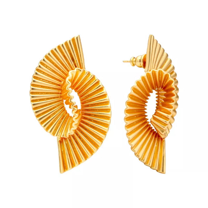 18K Gold-Plated Copper Geometric Spiral Earrings - cas7m