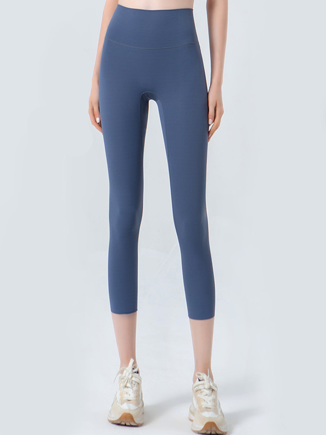 Wide Waistband Cropped Sports Leggings - cas7m