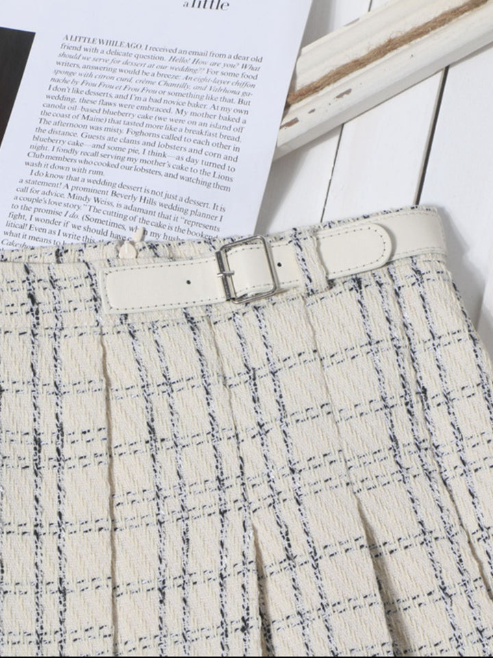 Pleated Plaid Mini Skirt - cas7m