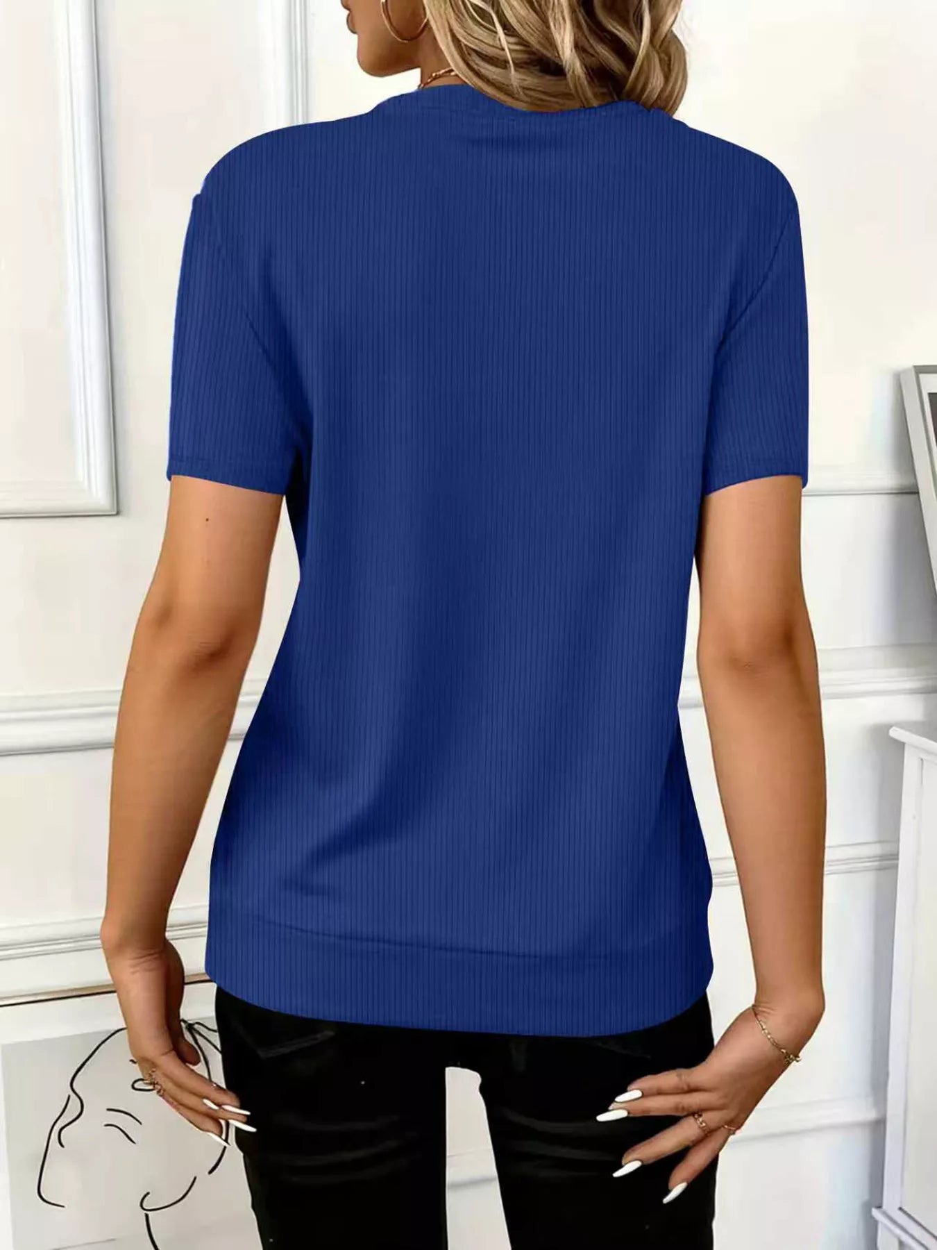 Half Zip Short Sleeve Top - cas7m