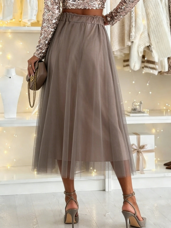 Tulle A-Line Midi Skirt - cas7m