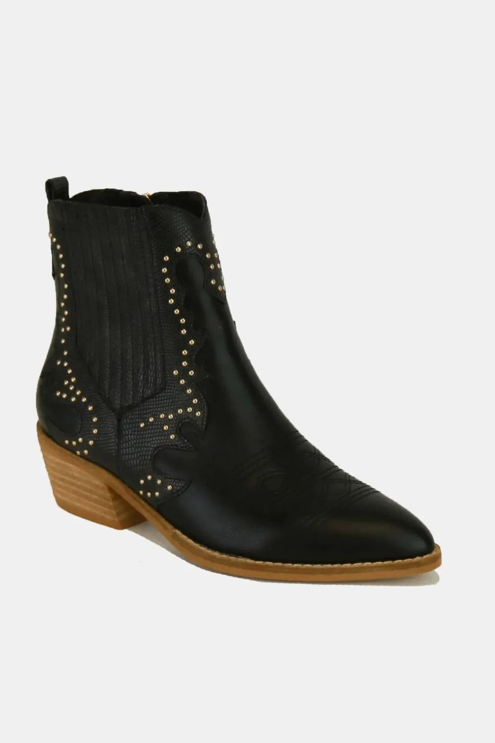 Beast Fashion Studded Detail Point Toe Boots - cas7m