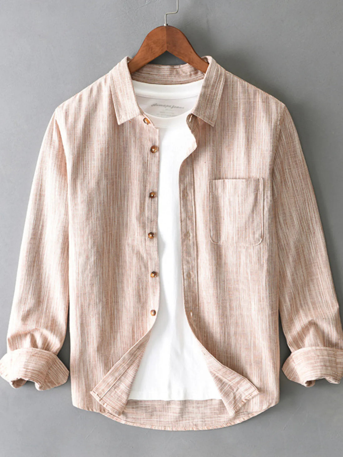 Men's Plus Size Button-Up Long Sleeve Shirt - cas7m