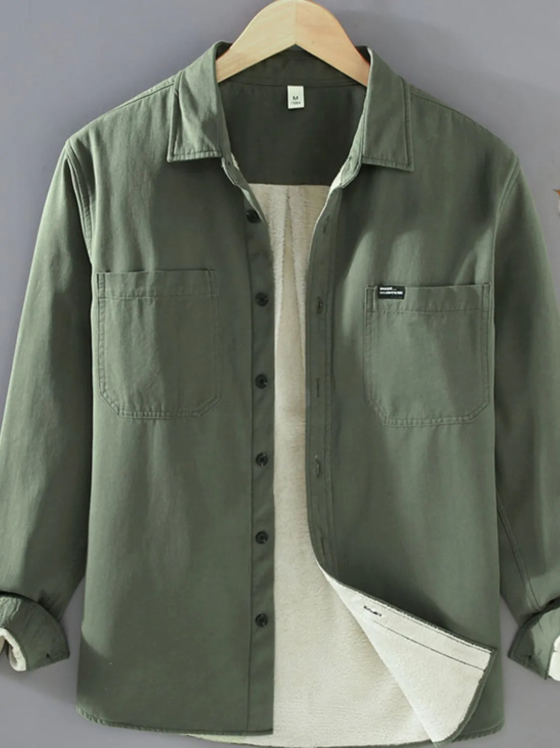 Men's Plus Size Button Up Long Sleeve Shirt - cas7m