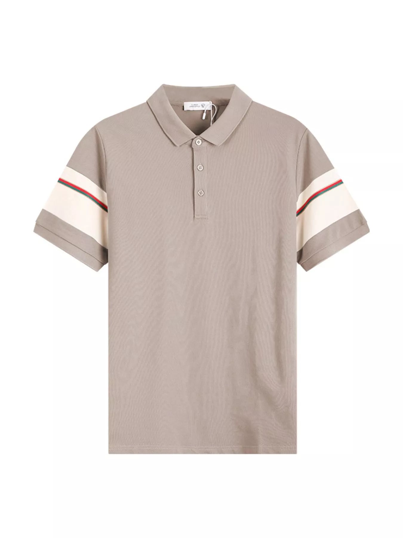 Men's Plus Size Striped Sleeve Casual Polo - cas7m