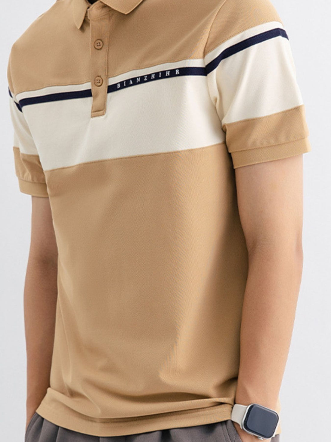 Men's Plus Size Color Block Polo Shirt - cas7m