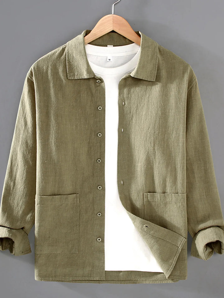 Men's Plus Size Button Up Long Sleeve Shirt - cas7m