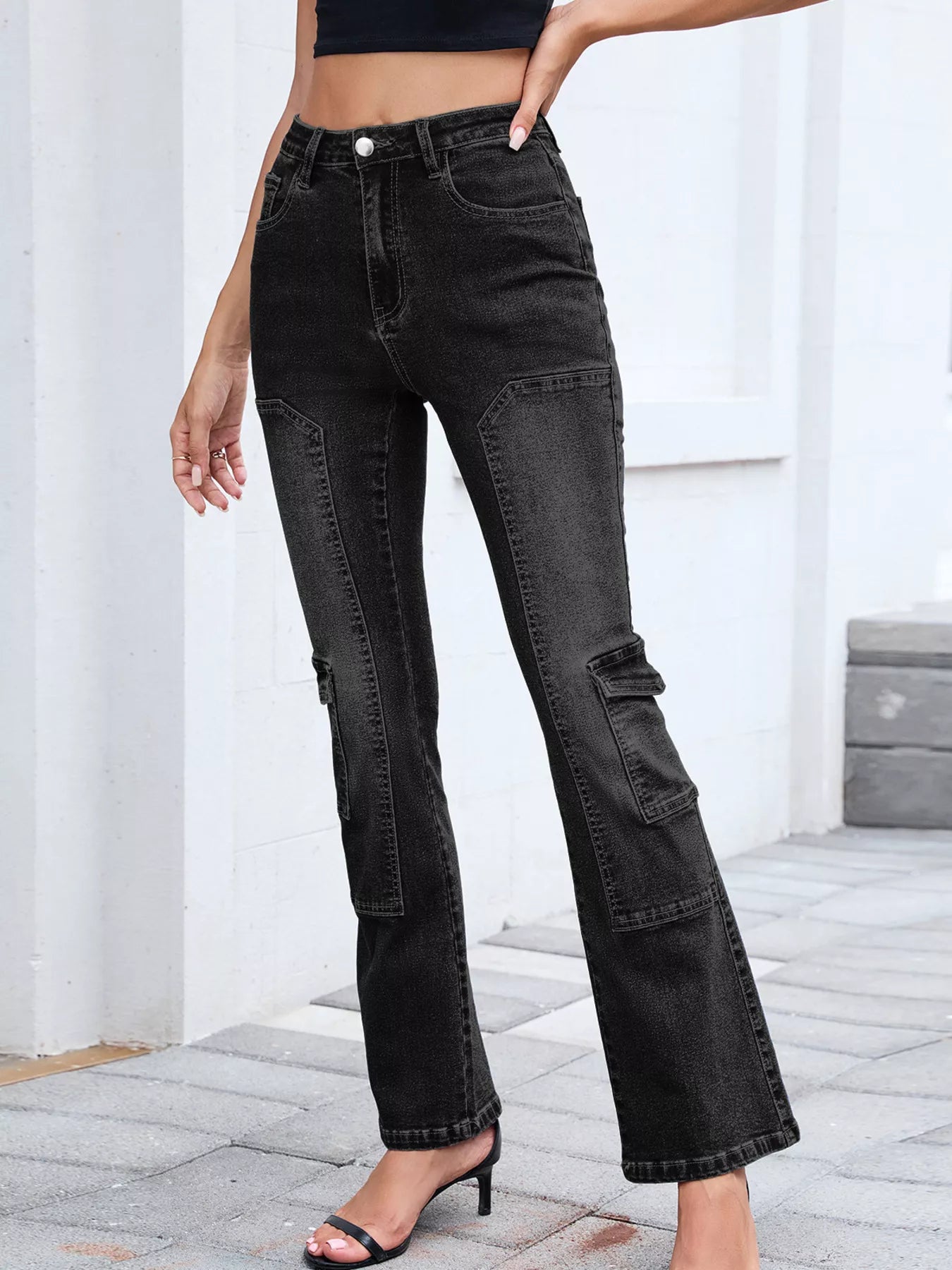 High-Waisted Bootcut Jeans - cas7m