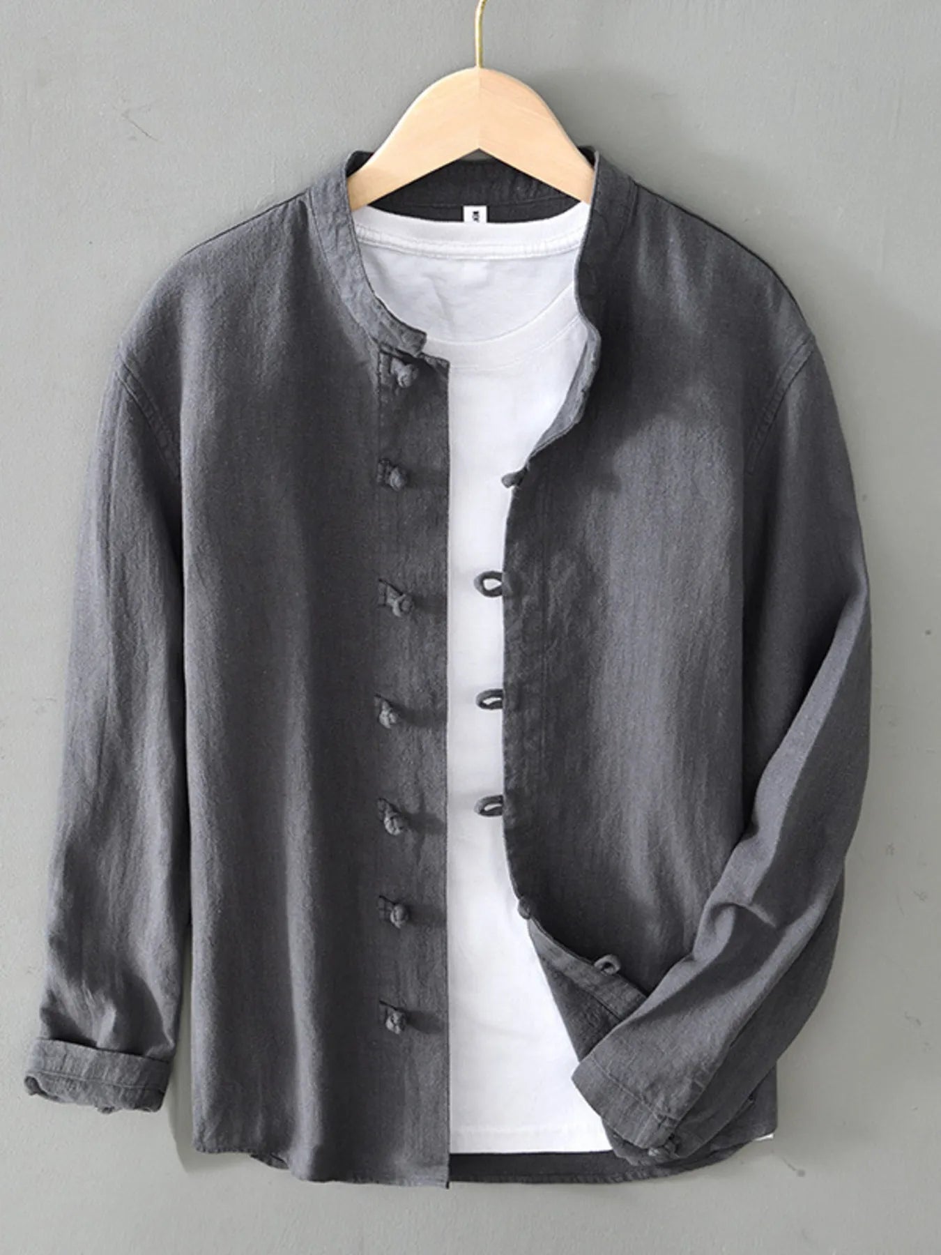 Men's Plus Size Button Up Long Sleeve Shirt - cas7m