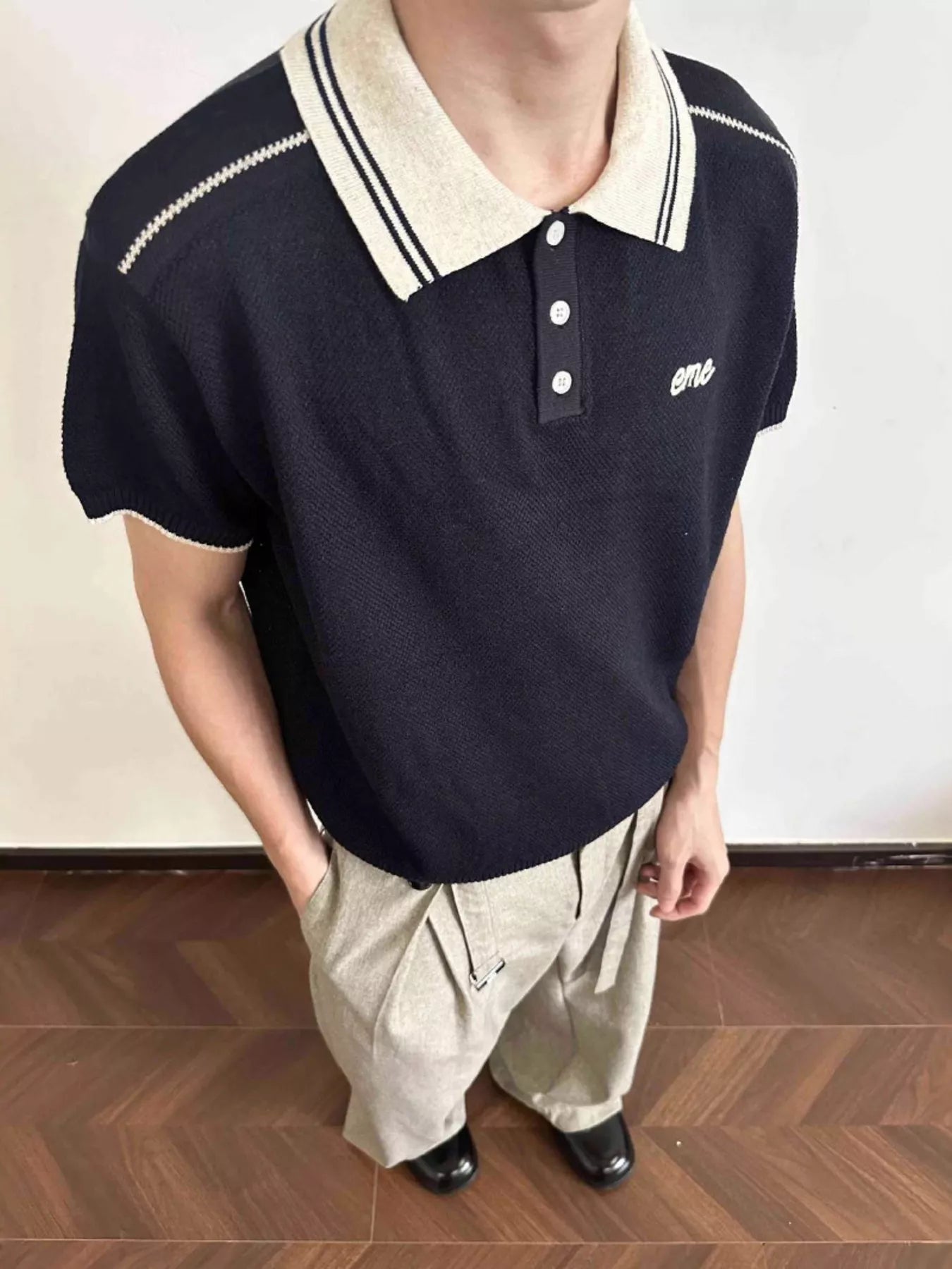 Classic Buttoned Polystretch Top - Comfy Fit & Easy Care - cas7m