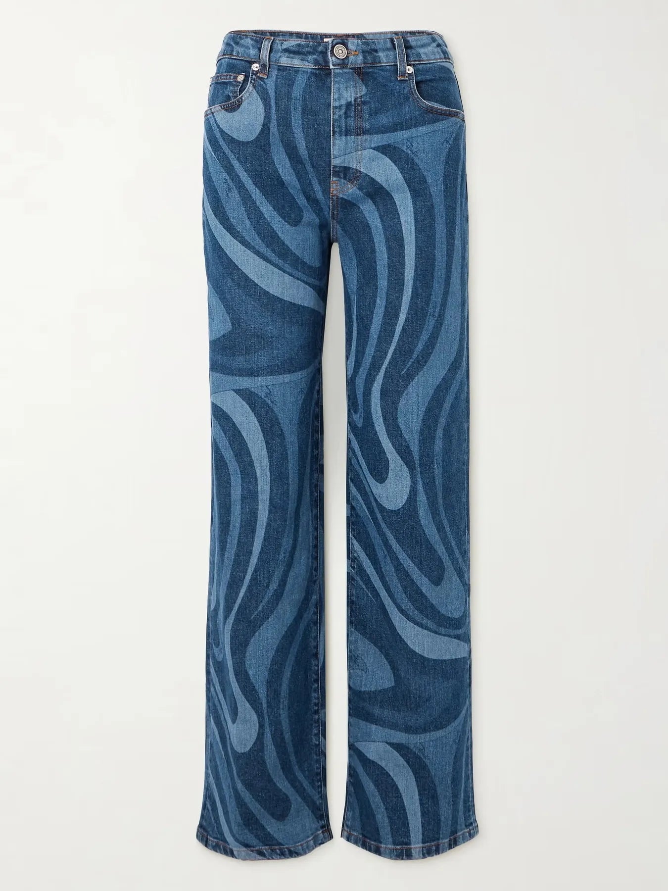 Water Ripples Print Wide Leg Jeans - cas7m