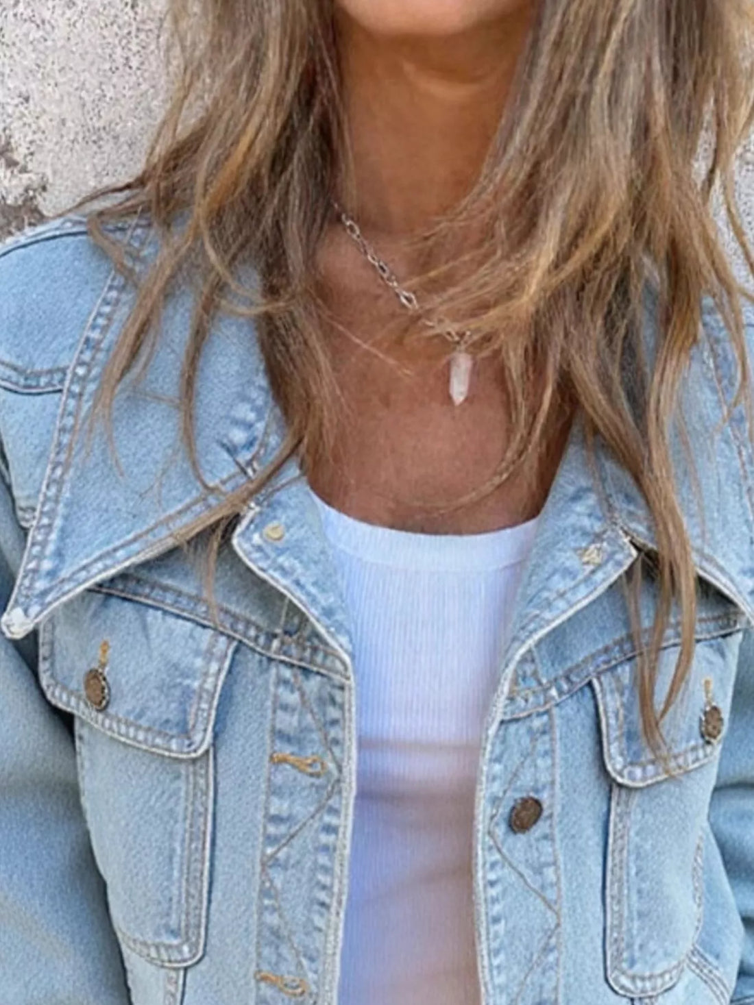 Button Up Wash Denim Jacket - cas7m