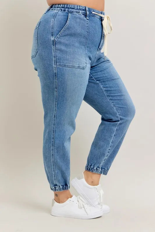 Judy Blue Full Size High Waist Denim Jogger Plus Size - cas7m