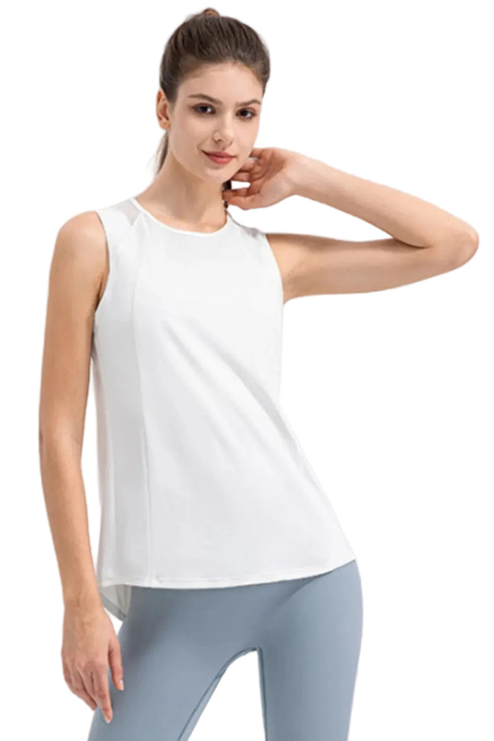 Round Neck Wide strap Active Tank - cas7m