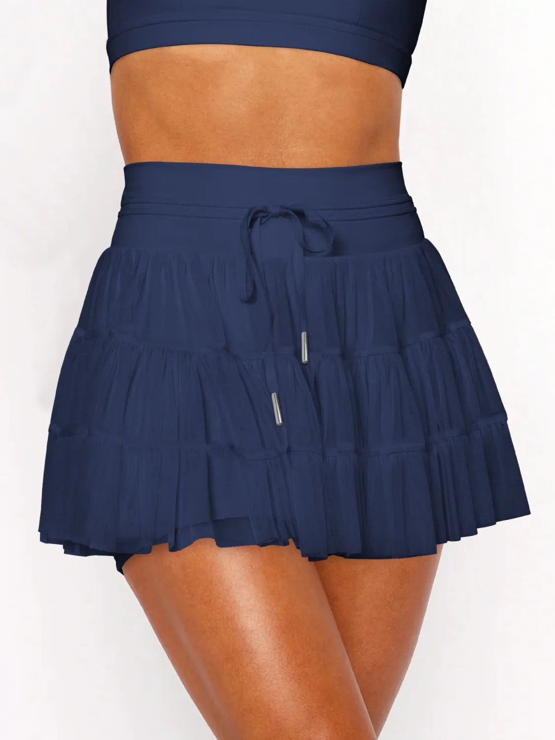 Ruched Mini Skort with Pockets - cas7m