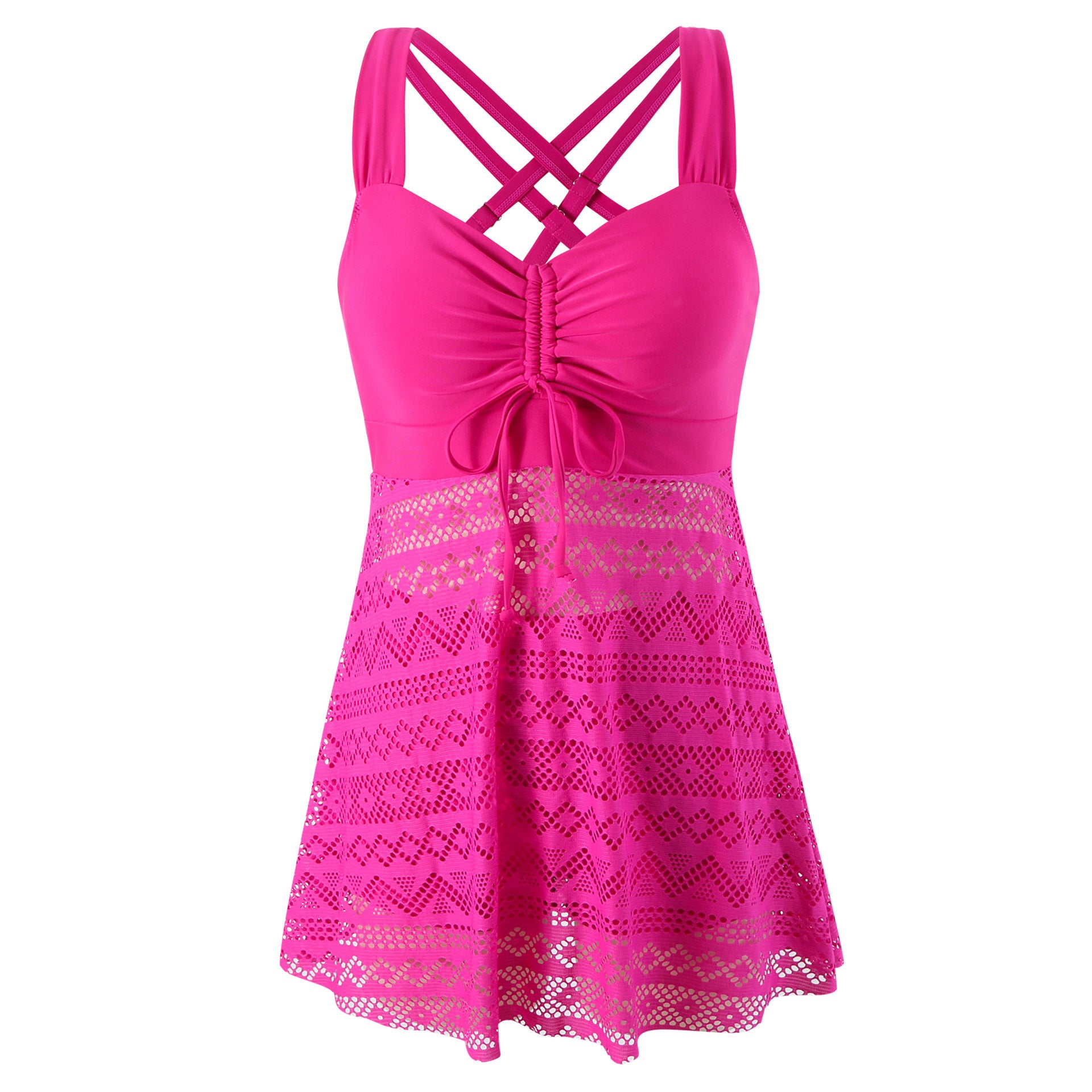 Korean Version Of Solid Color Lace One-piece Swimsuit - cas7m