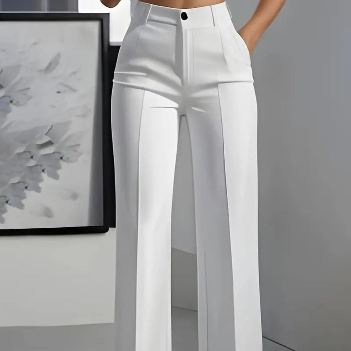 Women's White Minimalist Pants Made Of Polyester - cas7m