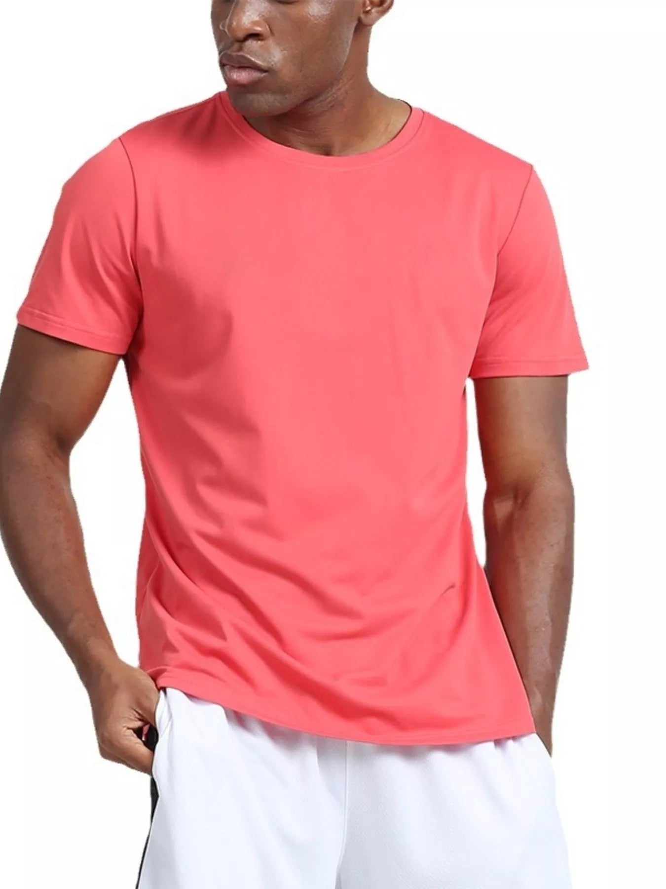 Men's Plus Size Solid Color Round Neck T-Shirt - cas7m
