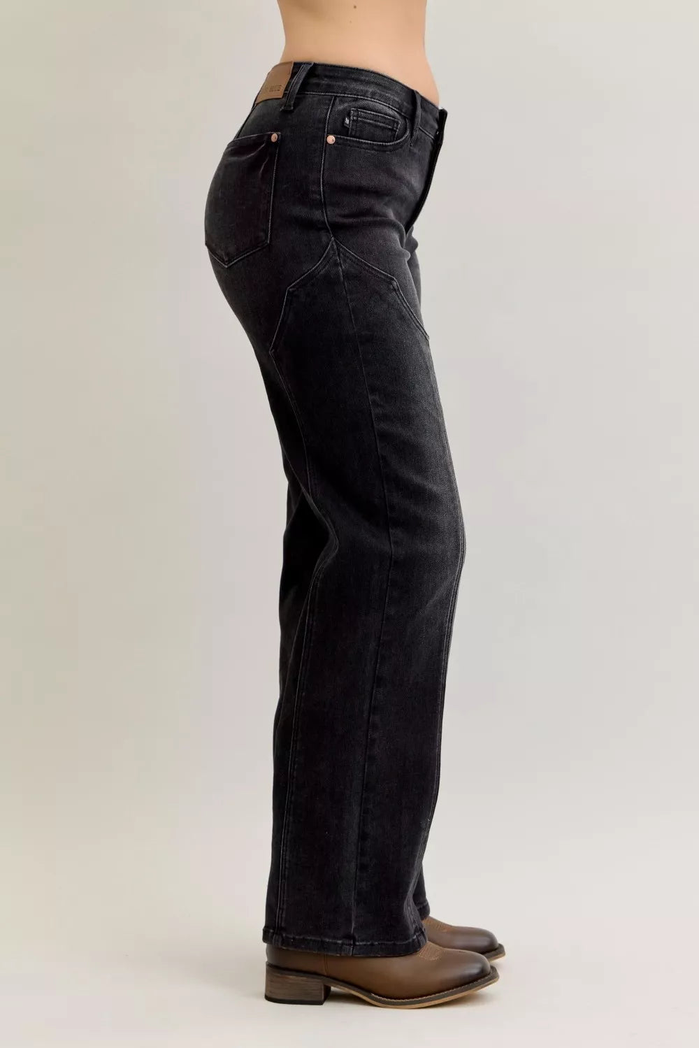 Judy Blue Mid Rise Straight Western Seam Detail Jeans - cas7m