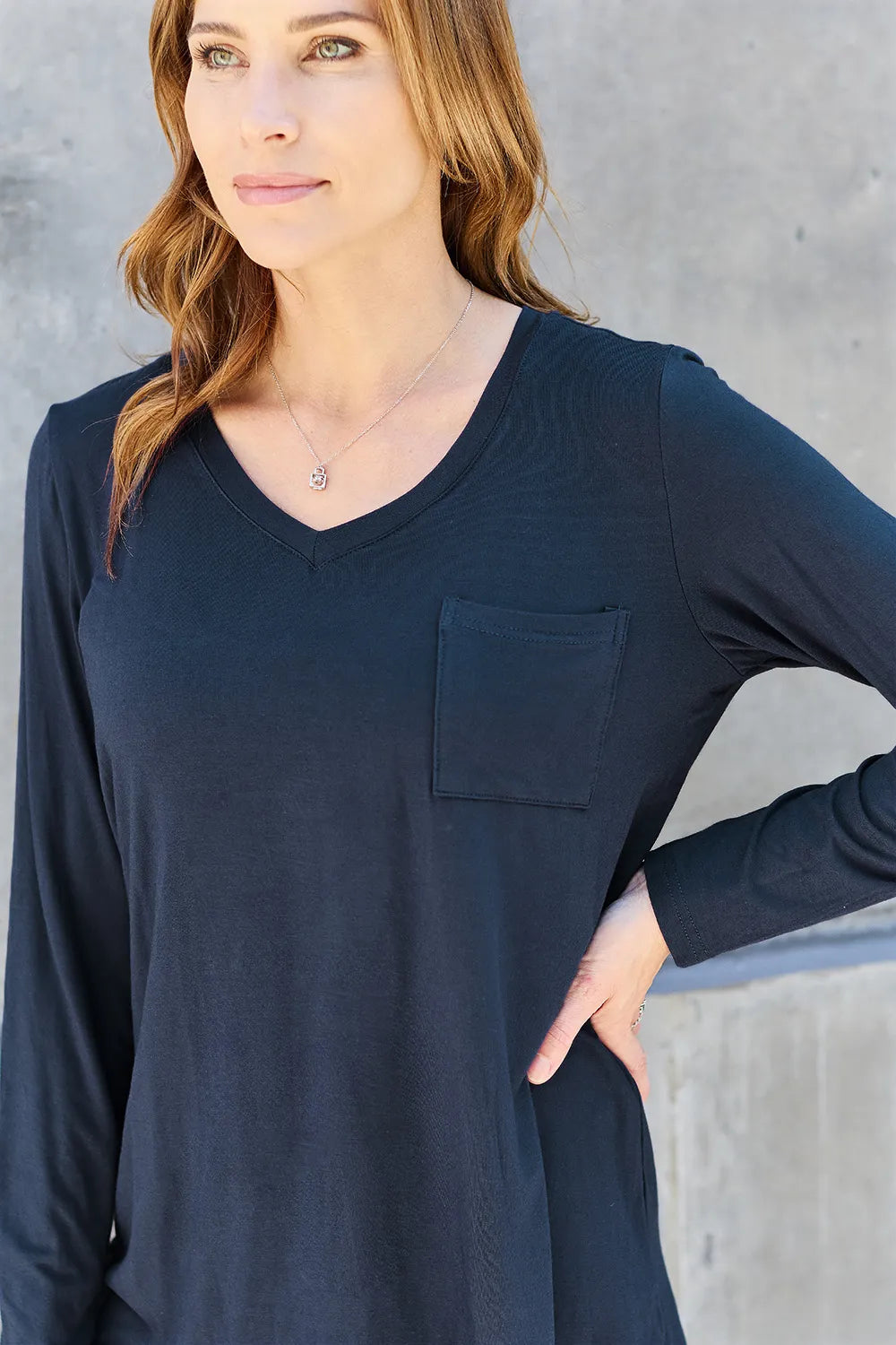Basic Bae Full Size V-Neck Long Sleeve Top - cas7m