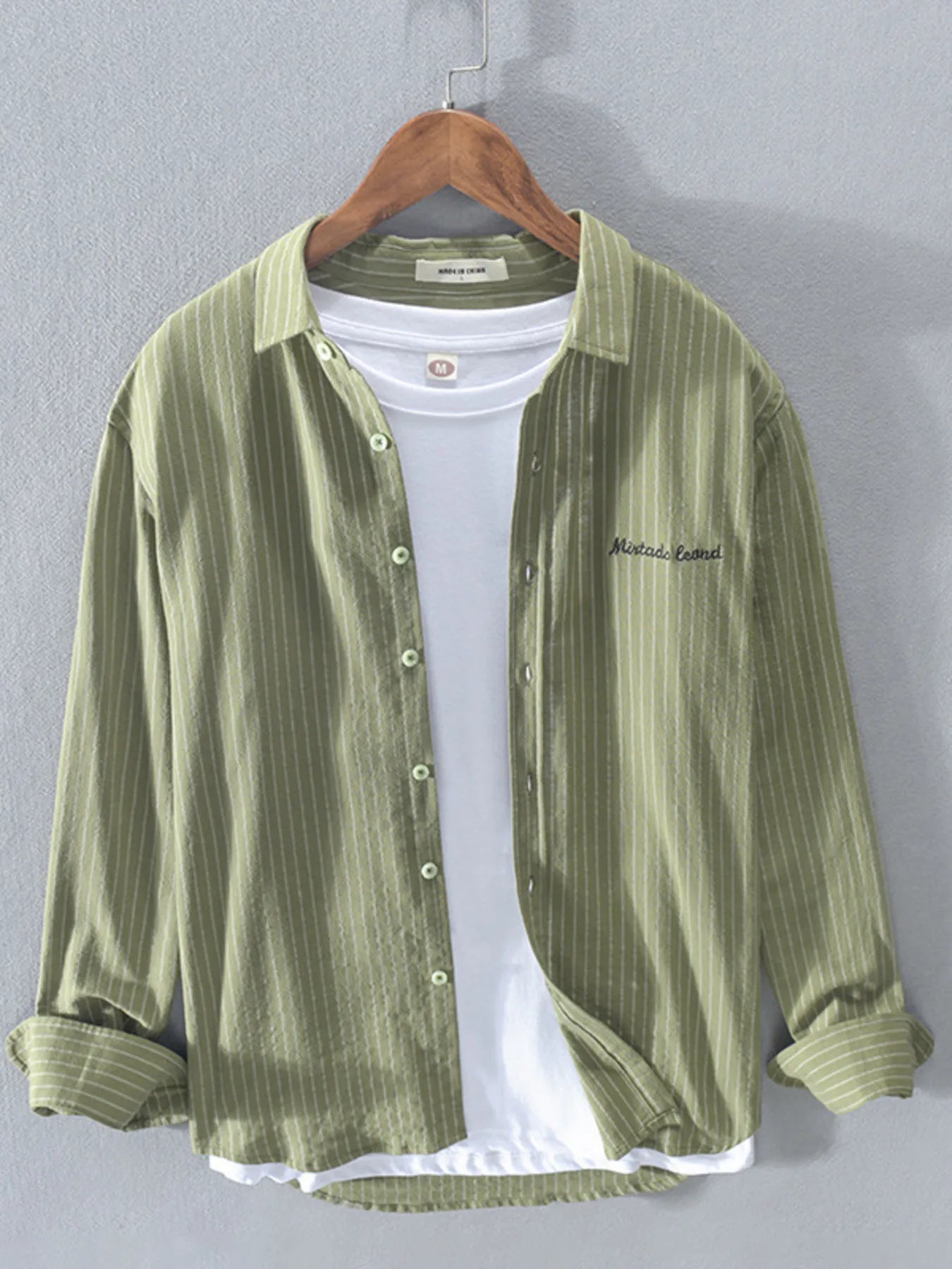 Men's Plus Size Button Up Long Sleeve Shirt - cas7m