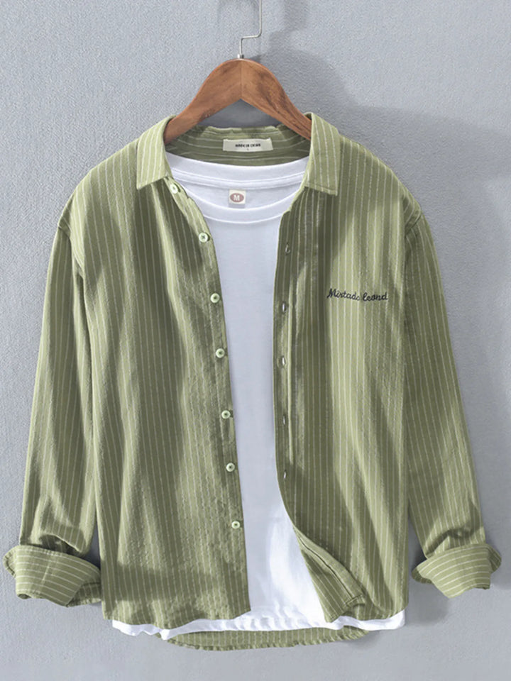 Men's Plus Size Button Up Long Sleeve Shirt - cas7m