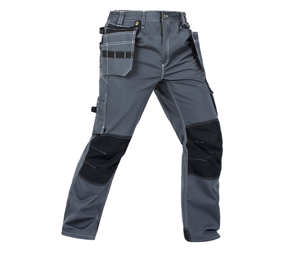 B128 Multi-Pocket Cotton Blend Work Pants for Men