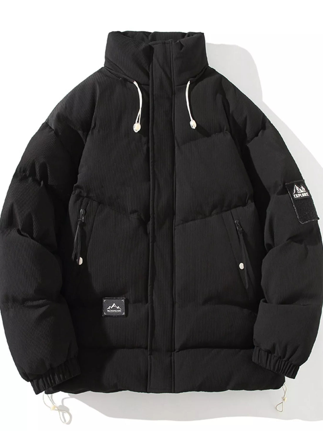 Men's Plus Size Zip Up Long Sleeve Puffer Jacket - cas7m