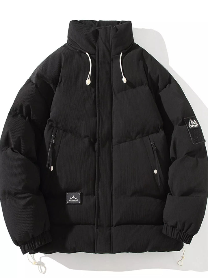 Men's Plus Size Zip Up Long Sleeve Puffer Jacket - cas7m