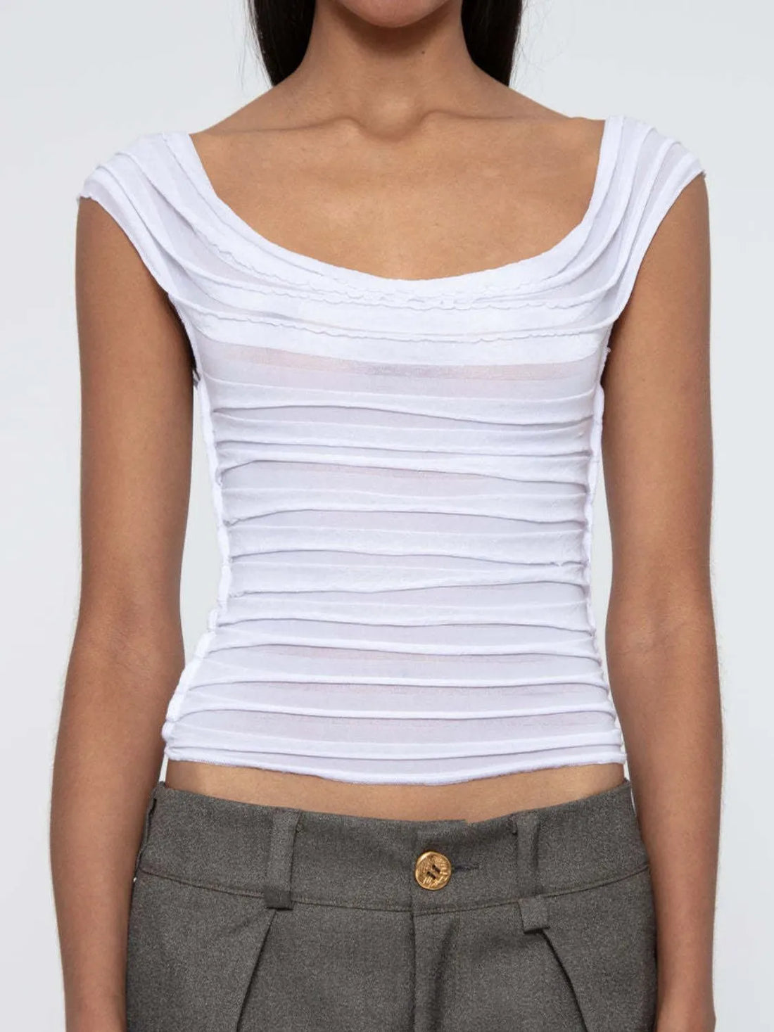 Ruched Solid Tank - cas7m
