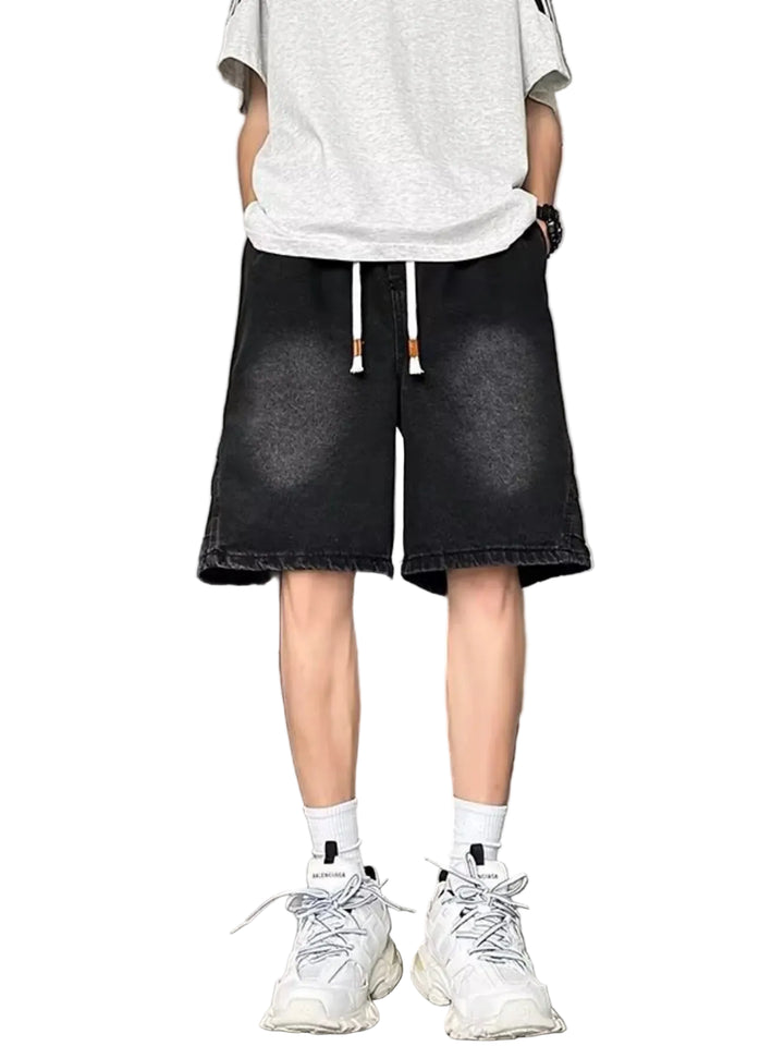 Men's Plus Size Wash Loose Fit Denim Shorts - cas7m
