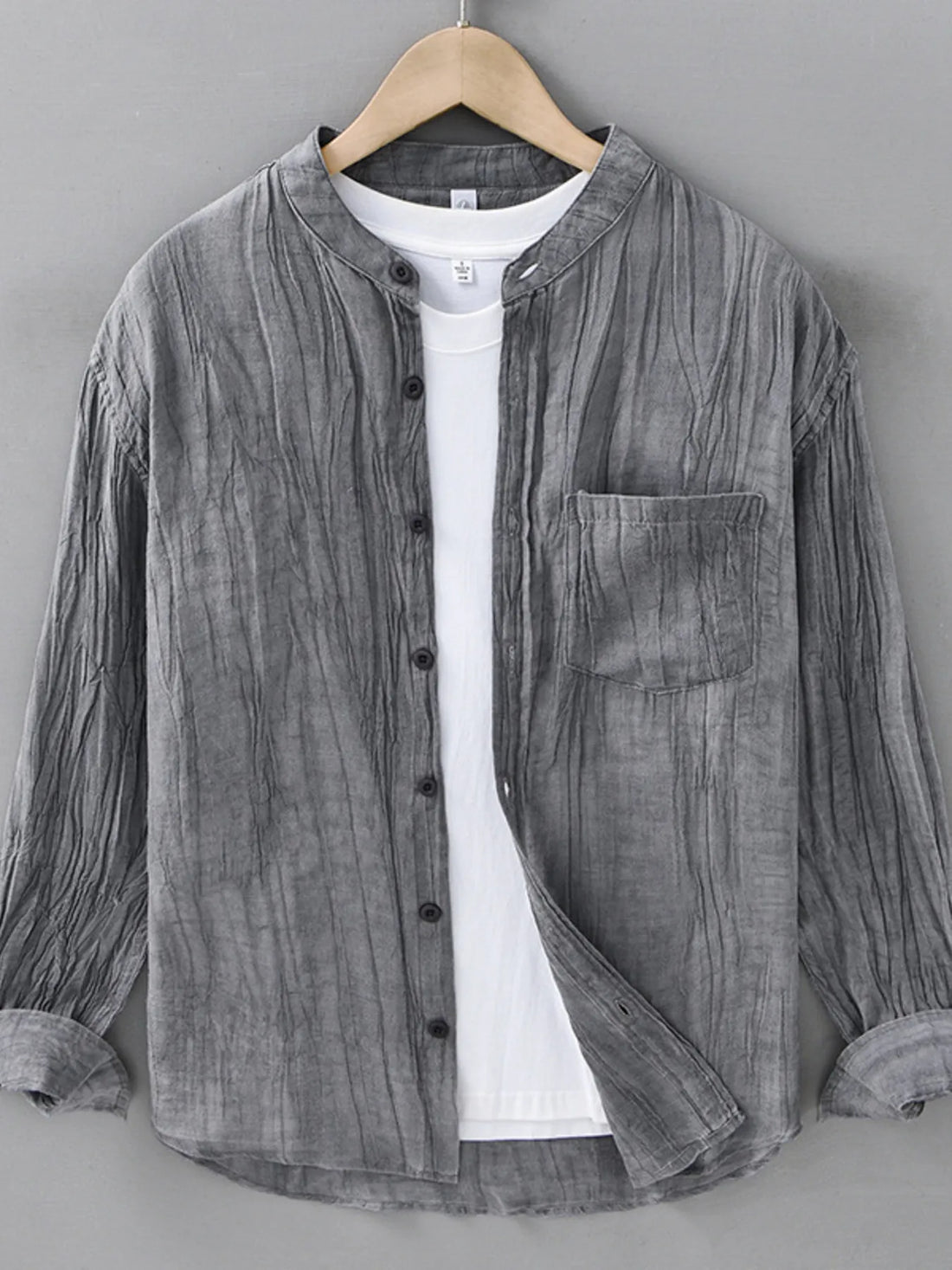 Men's Plus Size Button Up Long Sleeve Shirt - cas7m