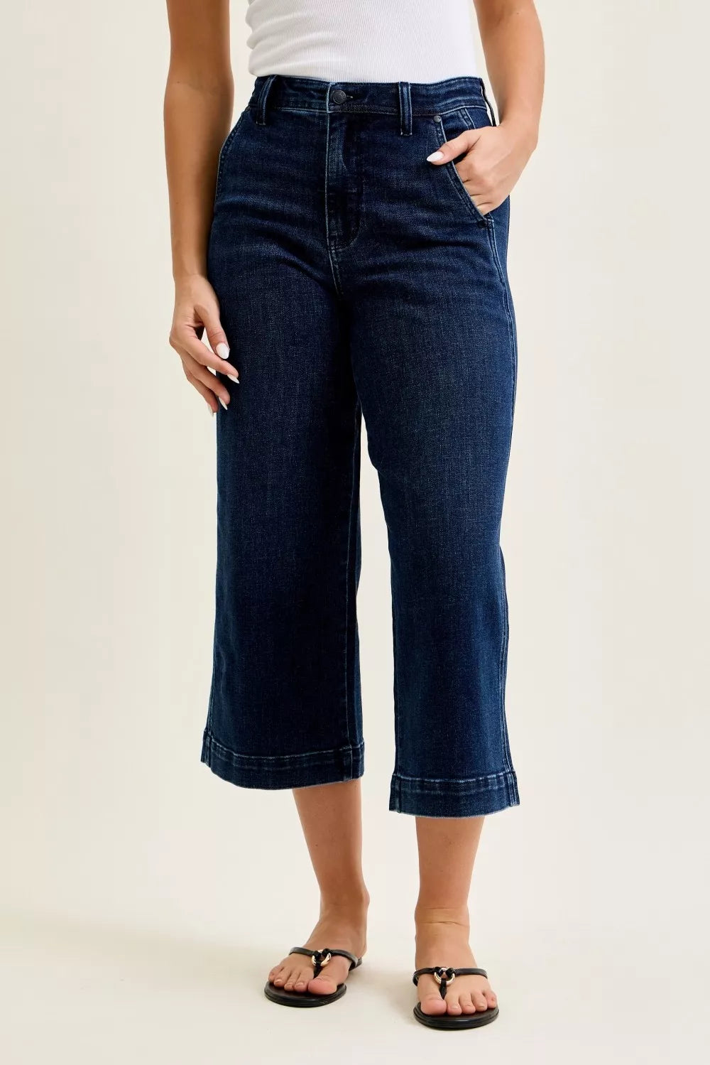 Judy Blue High Waist Ankle Wide Jeans - cas7m