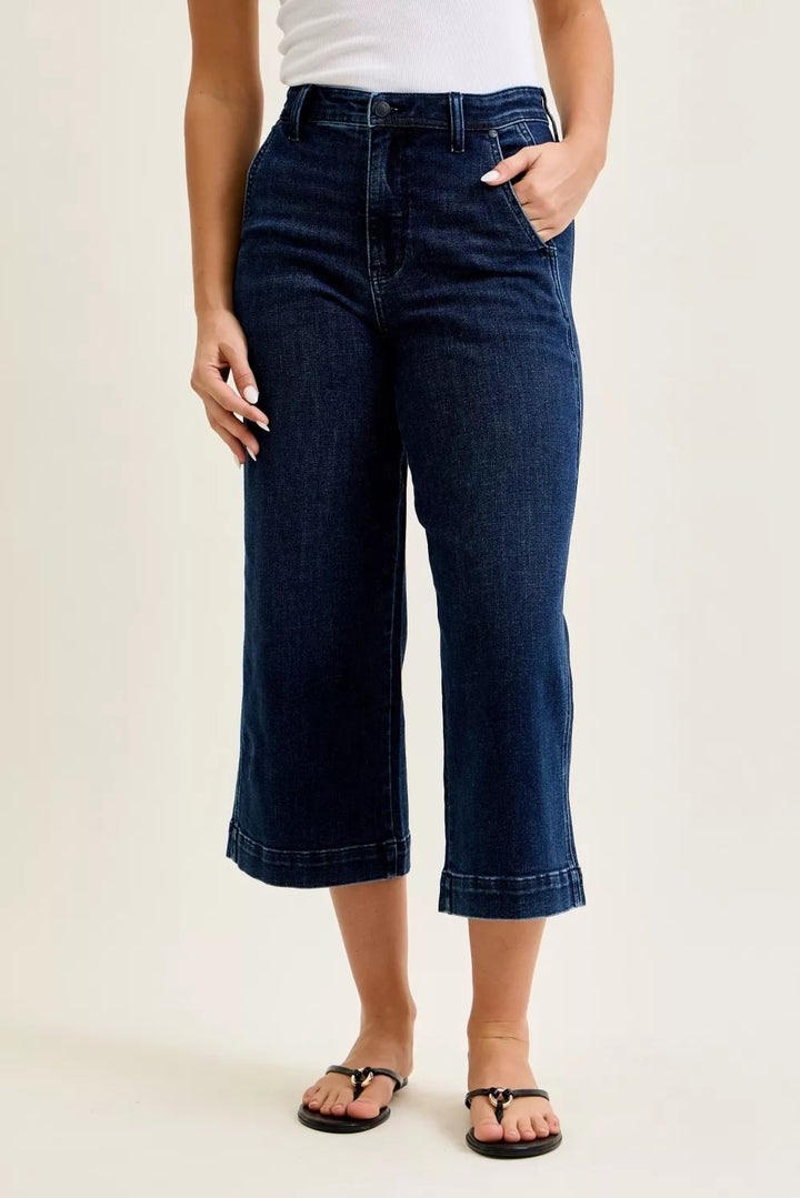 Judy Blue High Waist Ankle Wide Jeans - cas7m