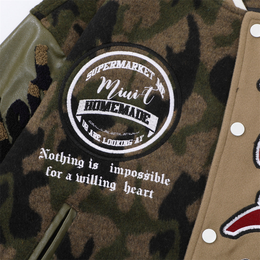 Niche Patchwork Camouflage Baseball Uniform Men's - cas7m