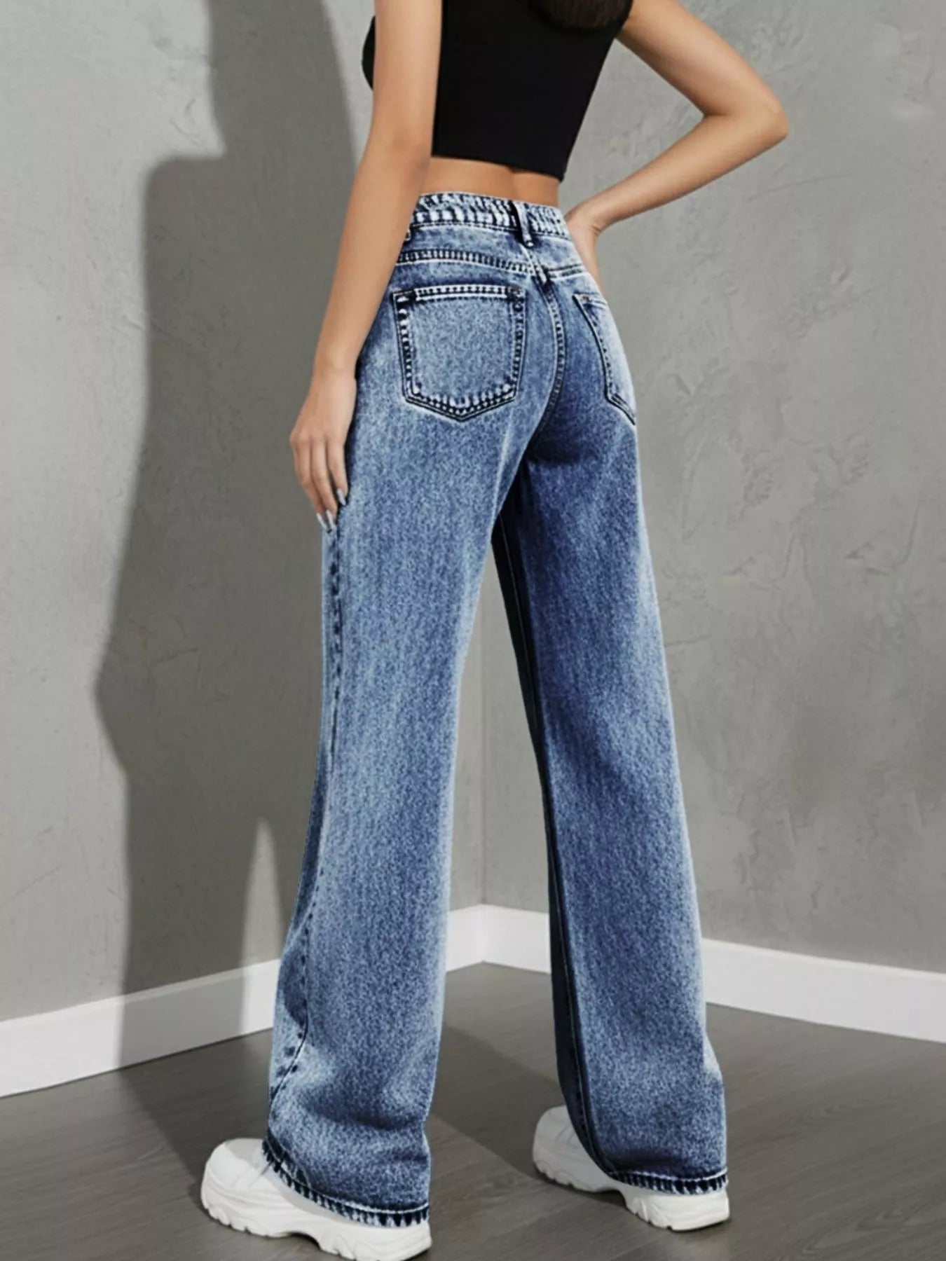 High Waist Wide Leg Jeans - cas7m
