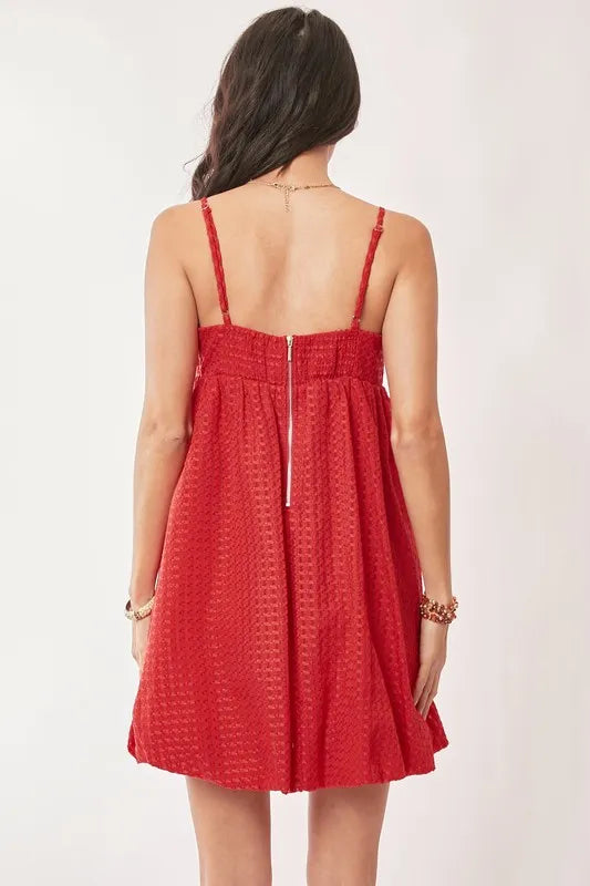 Davi & Dani Textured Sweetheart Neckline Bubble Hem Dress - cas7m