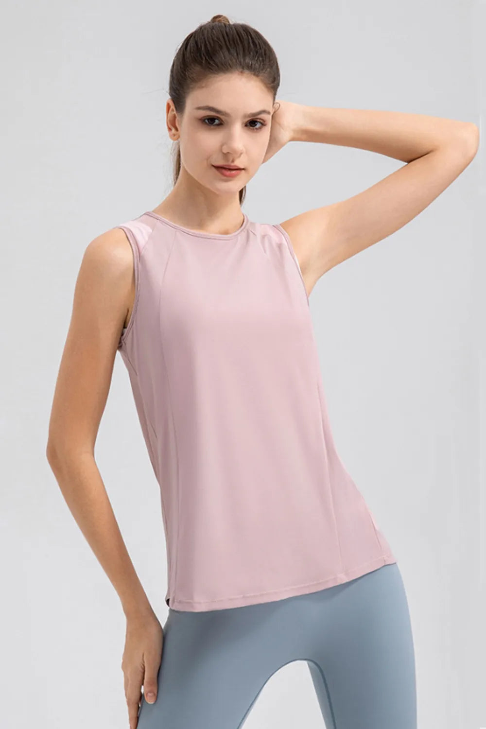 Round Neck Wide strap Active Tank - cas7m