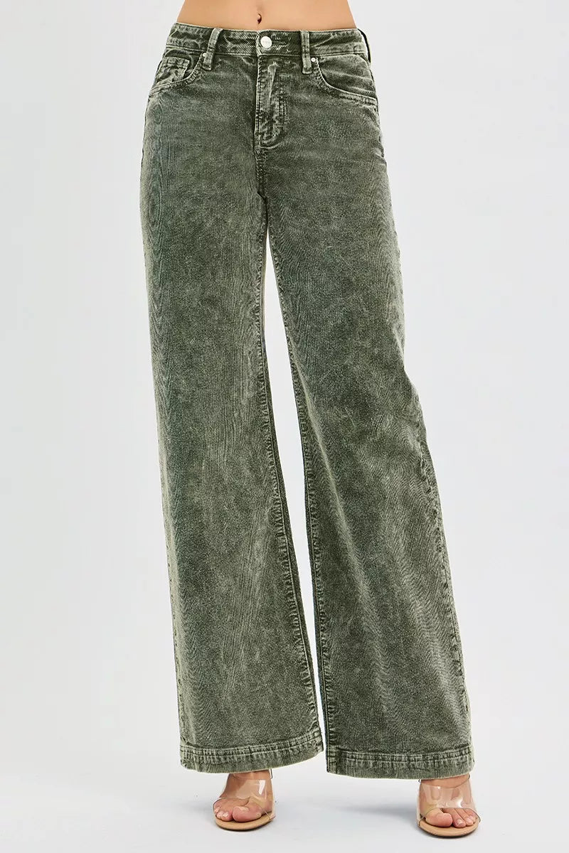 RISEN Full Size High Rise Wide Leg Corduroy Jeans Plus Size - cas7m