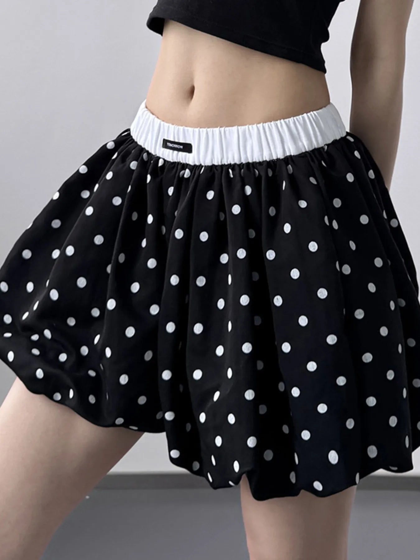 Polka Dot Bubble Shorts with Elastic Waistband - cas7m