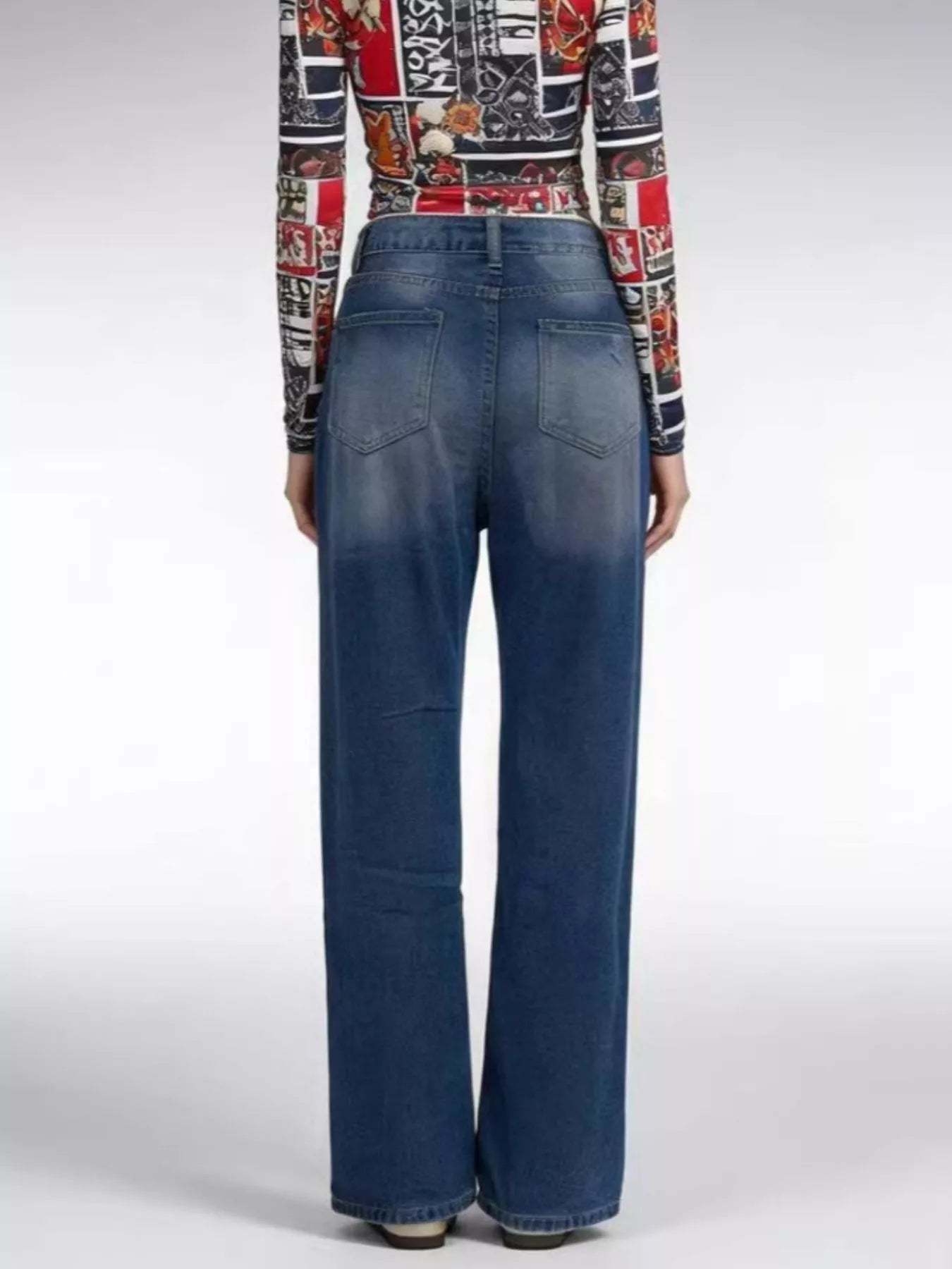 Distressed Wide Leg Jeans - cas7m