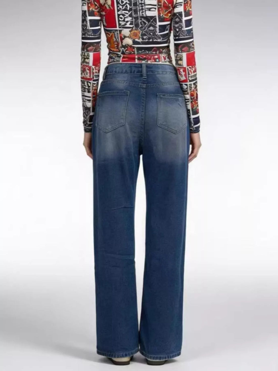 Distressed Wide Leg Jeans - cas7m