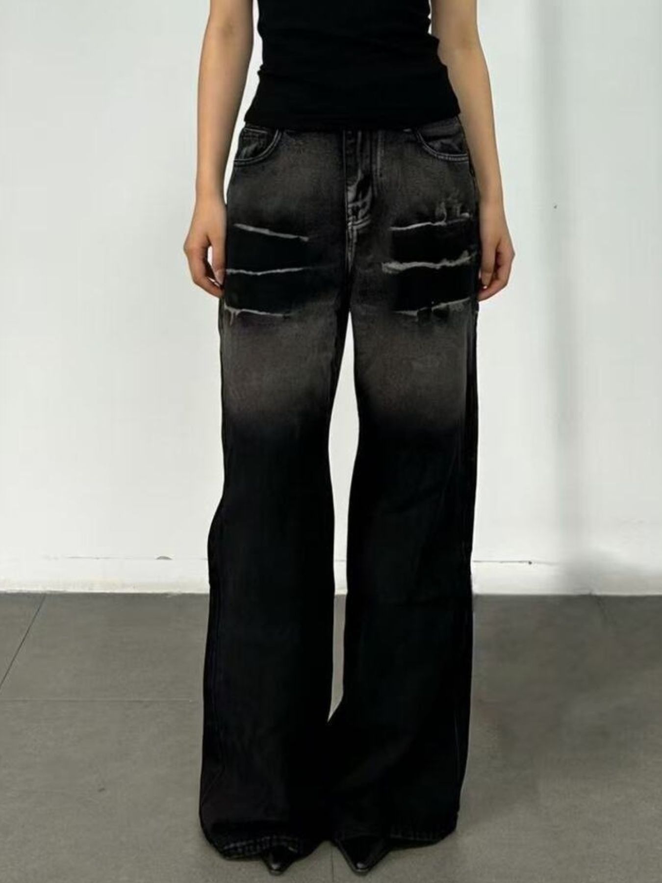 Washed Wide Leg Jeans - cas7m