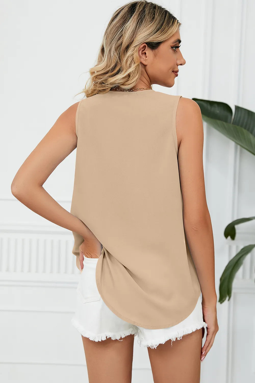 V-Neck Wide Strap Tank - cas7m