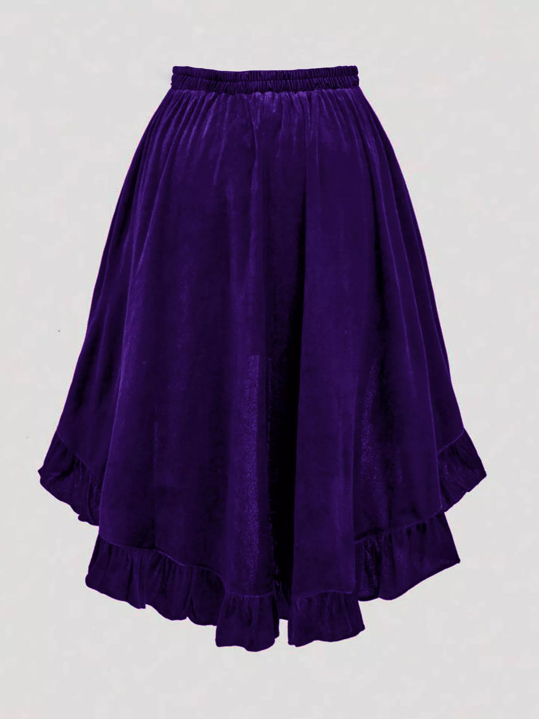 Plus Size Ruffled Velvet Elastic Waist Skirt - cas7m