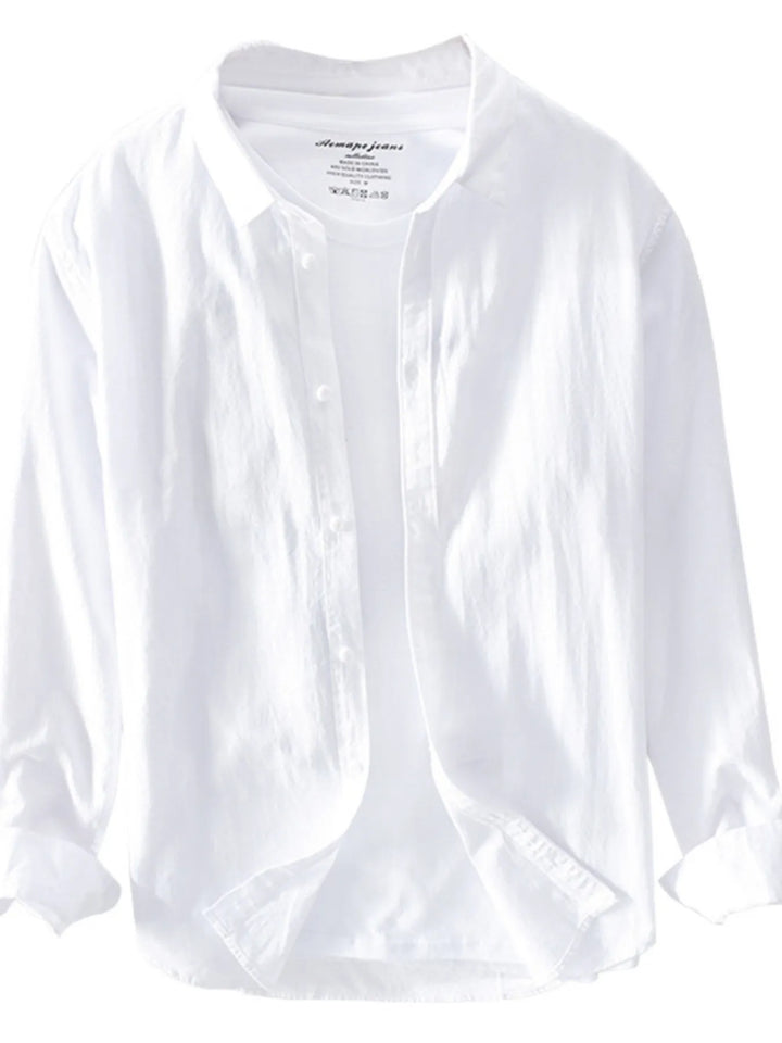 Men's Plus Size Long Sleeve Button-Up Shirt - cas7m