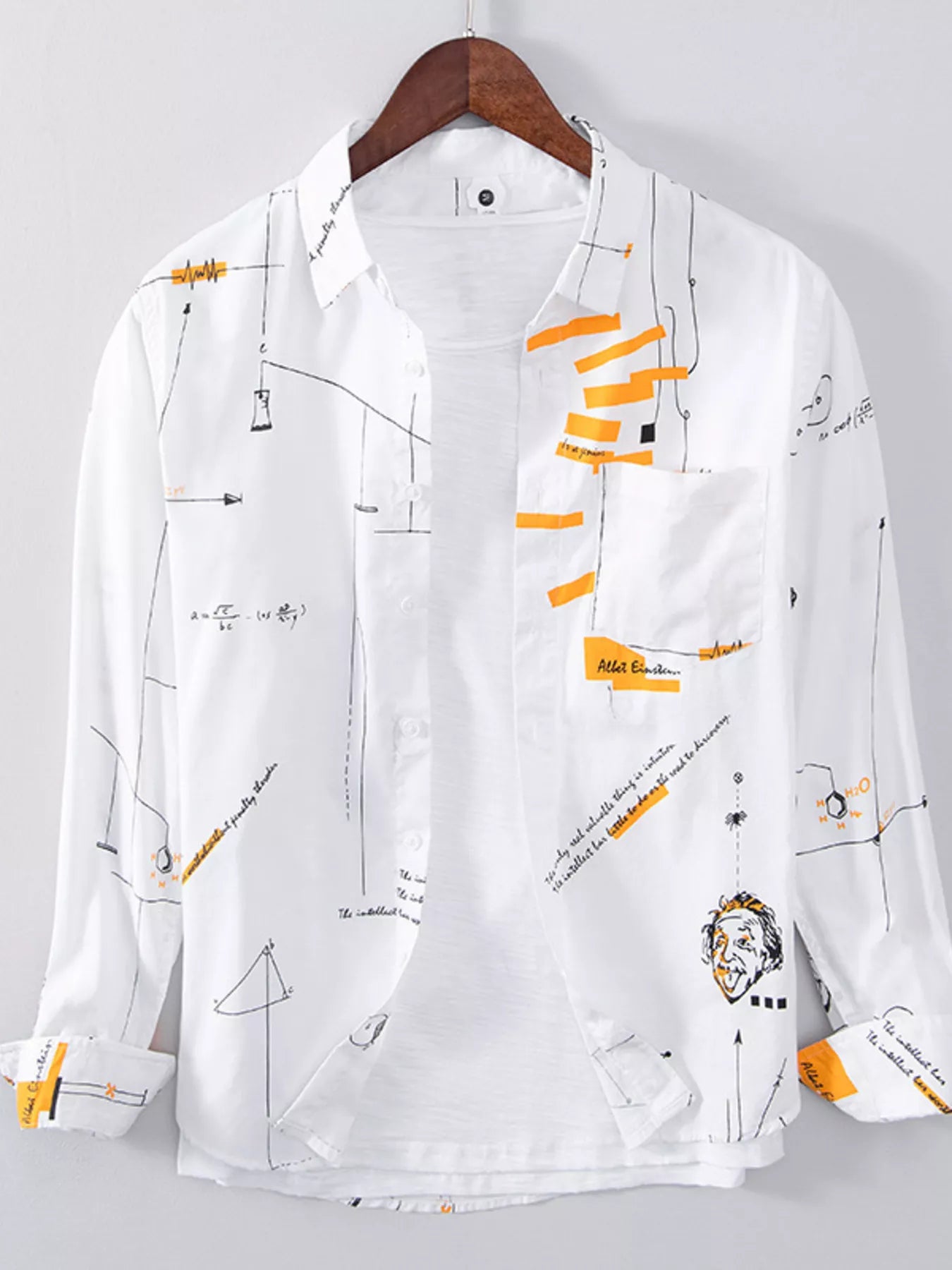 Men's Plus Size Casual Printed Long Sleeve Shirt - cas7m