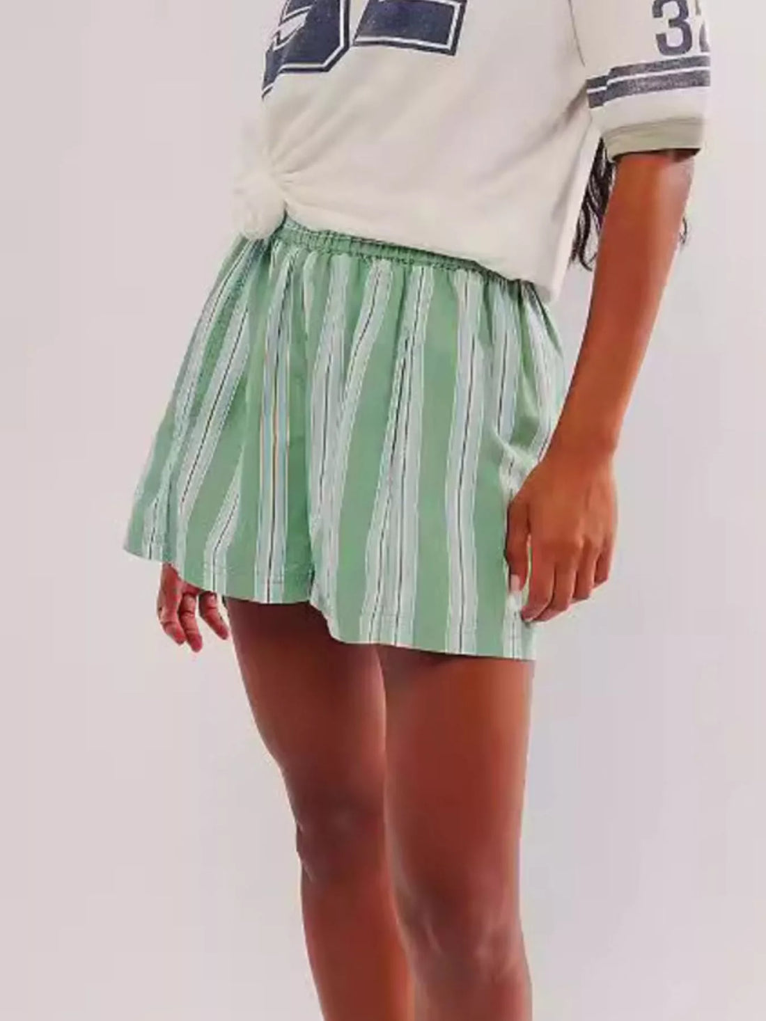 Striped Elastic Waist Casual Shorts - cas7m