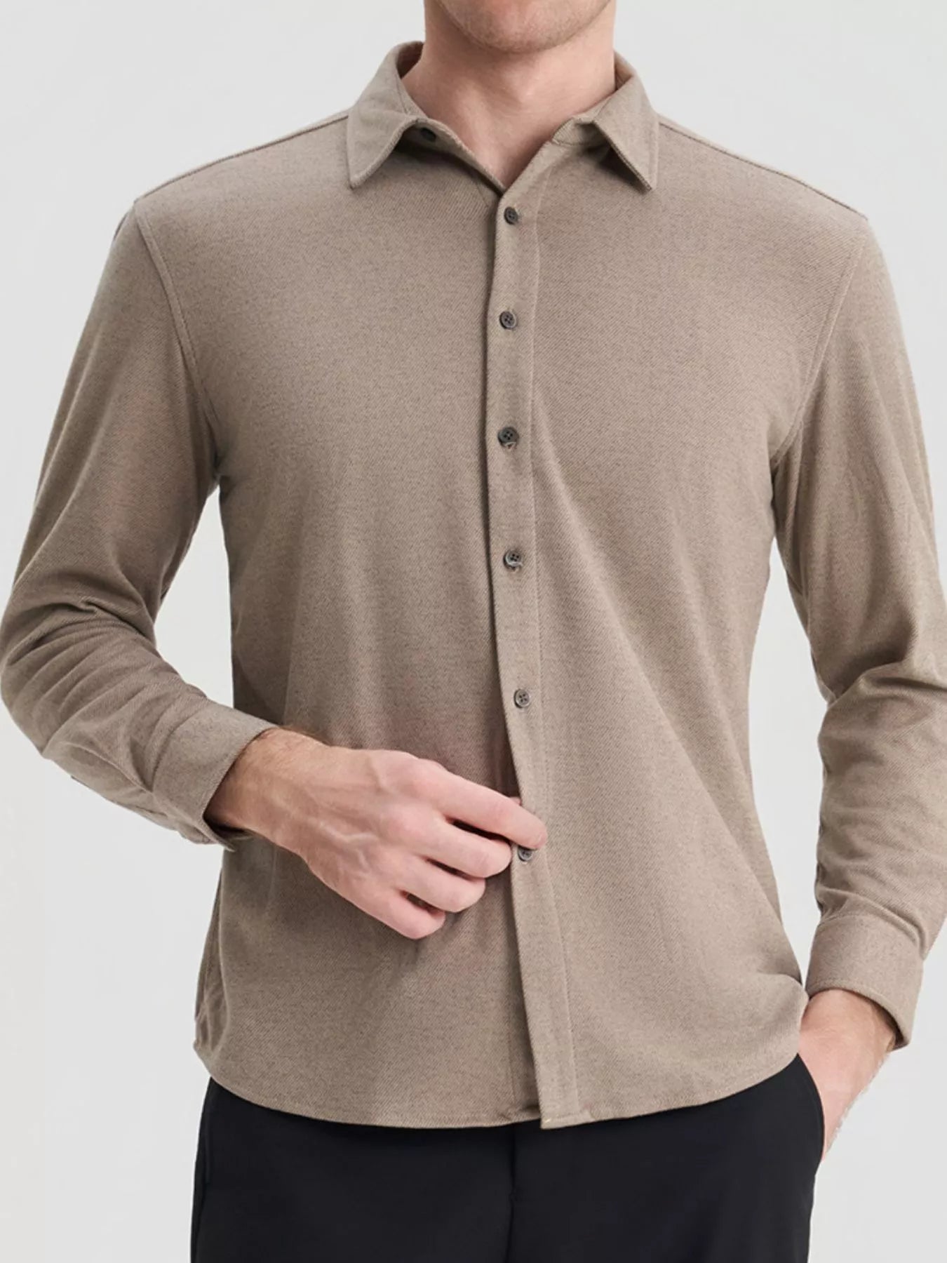 Men's Plus Size Casual Long Sleeve Button-Down Shirt - cas7m